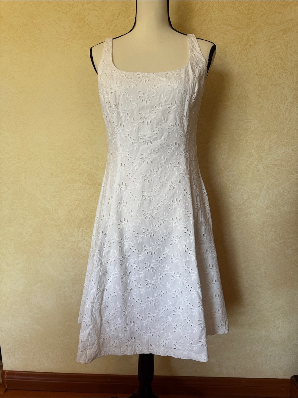 Lauren Ralph Lauren White Eyelet A-Line Midi Dress